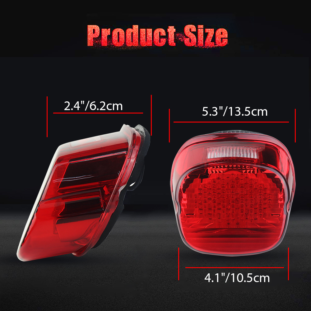 Wukma 135 LEDs LED Tail Light W/Red Lens Compatible For Motorcycle Street Glide Laydown Brake Light Tail Light