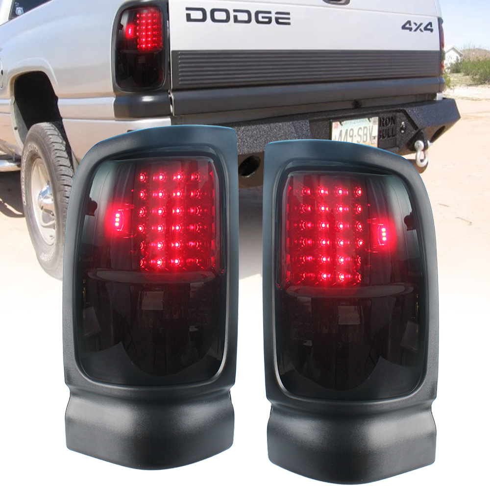 LED Tail Lights Assembly for 1994-2001 Dodge Ram 1500 2500 3500 Black Housing Smoke Lens Pickup Truck Tail Lamps Accessories