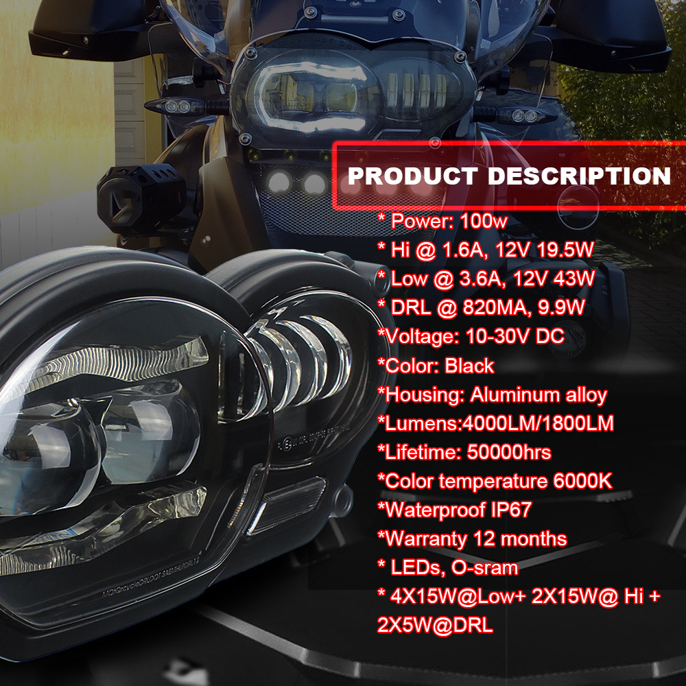 gs1200 faro delantero foco moto 1200 gs 20 R 1200 gs led headlight high low beam with DRL fit fot Motorcycle