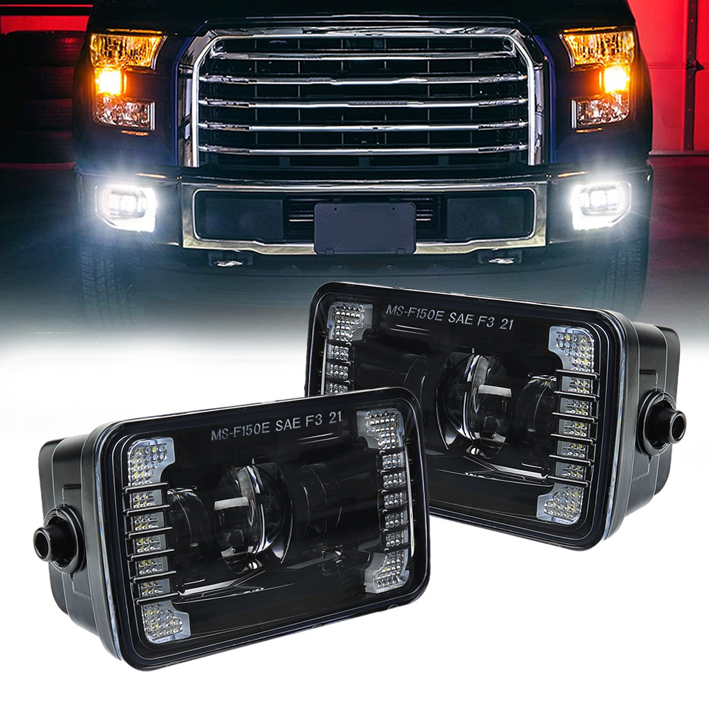 WUKMA Updated LED Fog Light White DRL For Ford F150 F-150 2015 2016 2017 Fog Lamp Square Bumper Driving Light