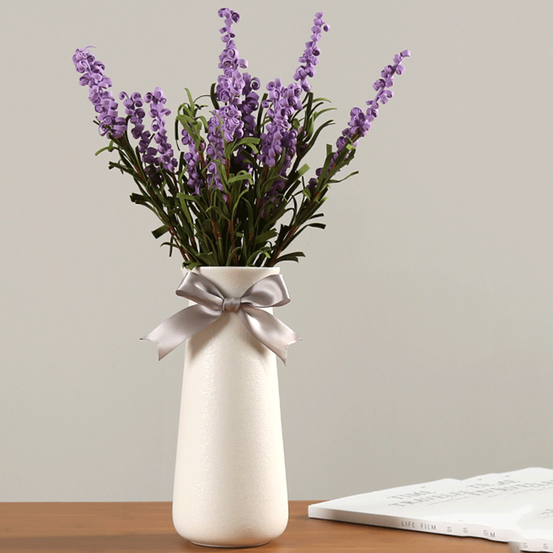 Nordic home accessories restaurant ceramic vase decoration with ribbon