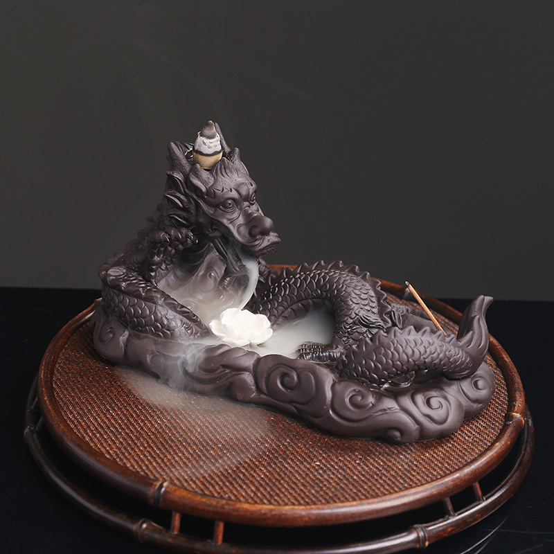 Original Purple Sand Xiangyun Chinese Dragon Drama Ball Chinese Backflow Incense Burner Home Decoration