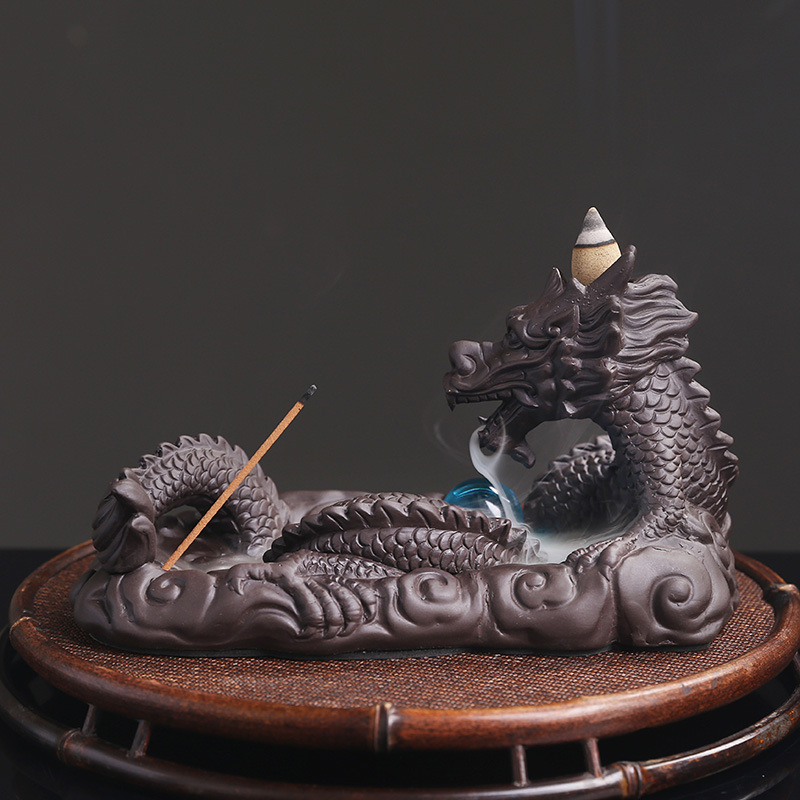 Original Purple Sand Xiangyun Chinese Dragon Drama Ball Chinese Backflow Incense Burner Home Decoration