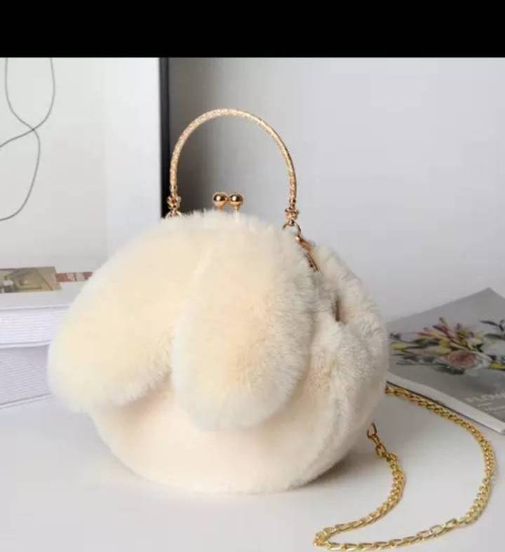 Plush fur Bag Female Oblique Cross Korean Version Lovely Portable bunny rabbit bags Autumn Winter New Rabbit Ear Clip Mouth Bag