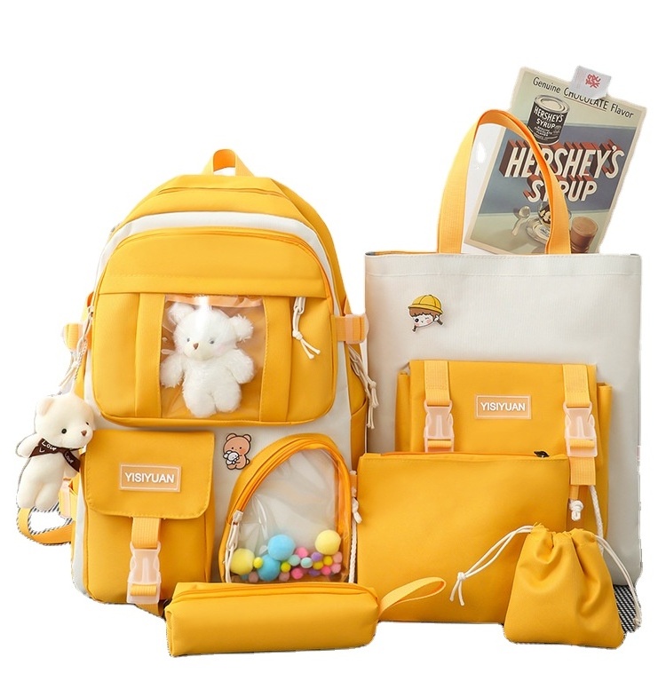 Fashion Student Backpack Large Capacity Nylon Five-piece  school bags casual backpack set for student beg For Girl