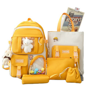 Fashion Student Backpack Large Capacity Nylon Five-piece  school bags casual backpack set for student beg For Girl