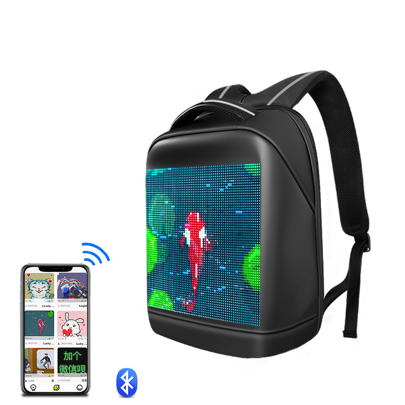 School LED Backpack luminous backpacks Portable LED knight bag  Advertising Light Display led with screen  backpack eyes