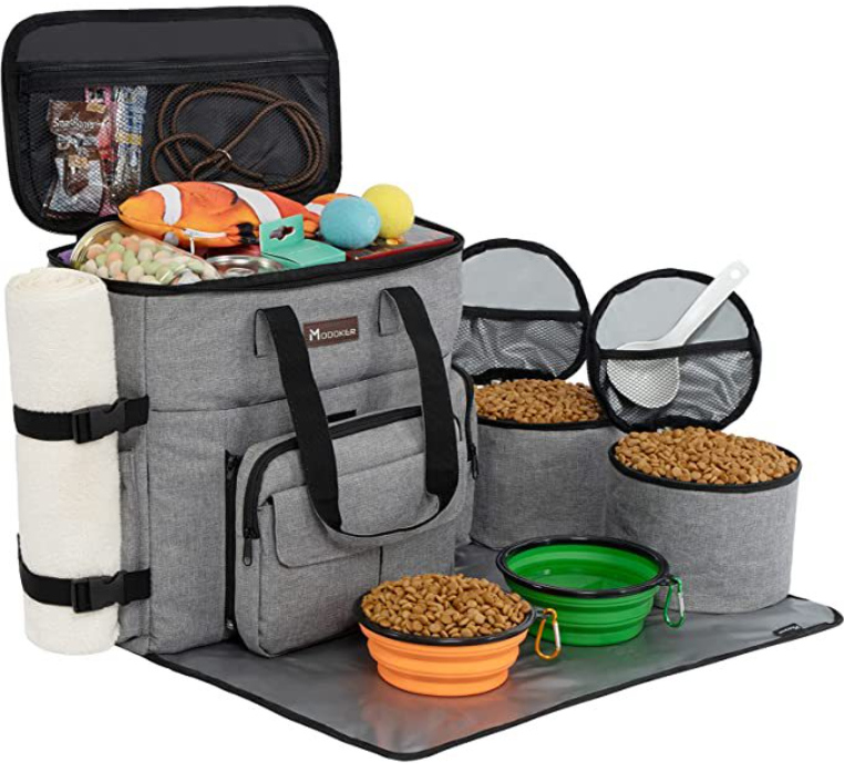 Pet Travel Bag 2 Collapsible Dog Bowls 2 Travel Dog Food Container Dog Travel Bag Set Airline Approved