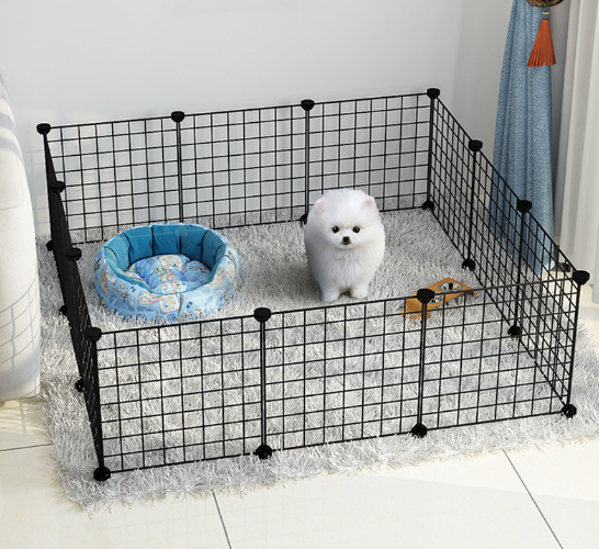 Foldable Metal Wire Dog Crate with Tray Portable Cat Cage Kennel Waterproof Pet bed