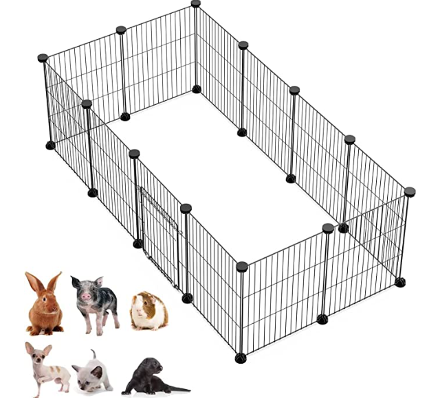 Foldable Metal Wire Dog Crate with Tray Portable Cat Cage Kennel Waterproof Pet bed