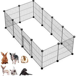 Foldable Metal Wire Dog Crate with Tray Portable Cat Cage Kennel Waterproof Pet bed