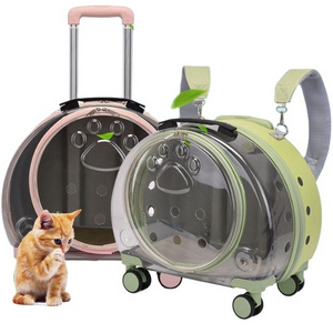 Pet Dog Cat Backpack With Wheels Breathable Trolley Pet Carrier Travel Box Cat Transport Carrier Airline Approved