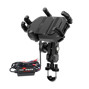 Security Lock 15w Motorcycle Wireless Phone Charger Holder Bike Mobile Phone Holder With Wireless Charger