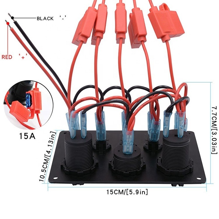 Custom Boat Switch Panel 5 Gang 12v Led Light Switch Control Panel Camper Rv