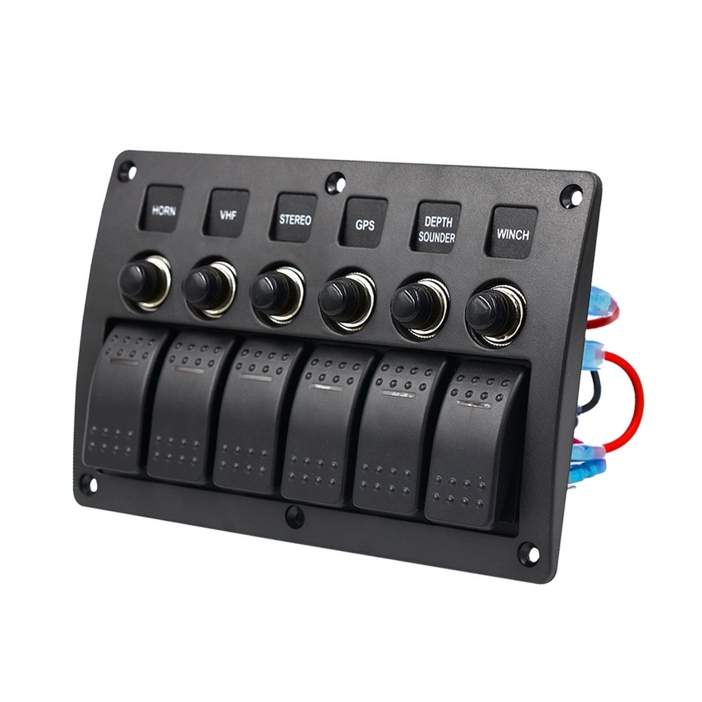 6 Gang 3Pin DC12/24V Toggle Switch Marine Switch Panel On Off Rocker Switch Panel For Marine