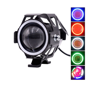 Motorbike Spotlight Flashing High Low Beam LED Fog Light Mini U7 Led Angel Eye Lights For Motorcycle