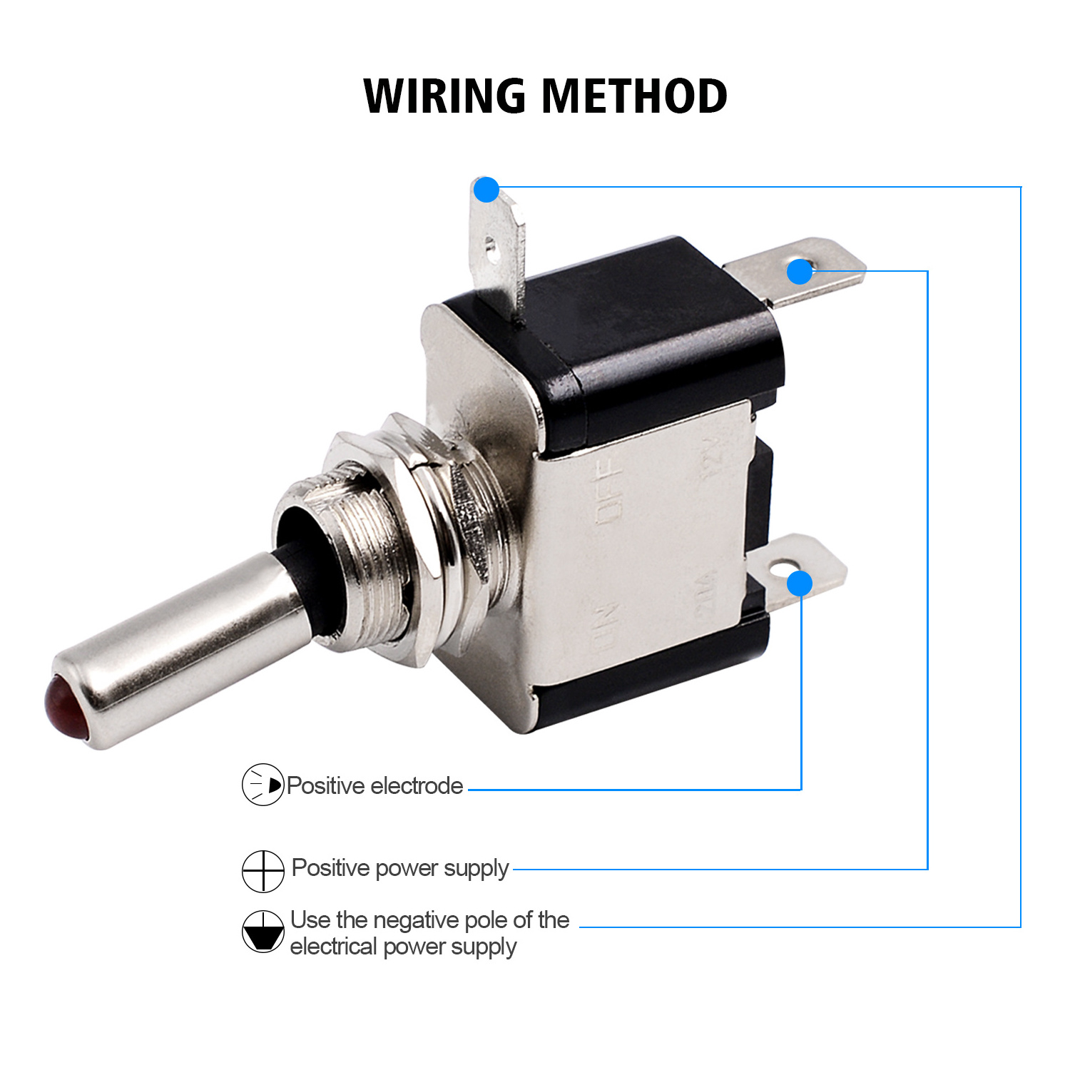 10A 2 Position 3 Pin Toggle Switch With Red Light