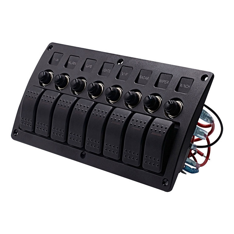 3pin Waterproof 8 Gang Led Boat Rocker Switch Panel 12v 24v