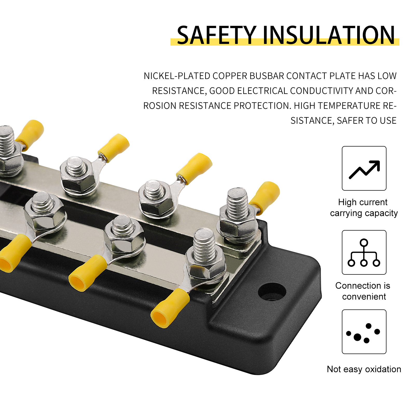 DC48V RV Power Ground Distribution Terminal Block 2-Row Busbar for Marine Yacht