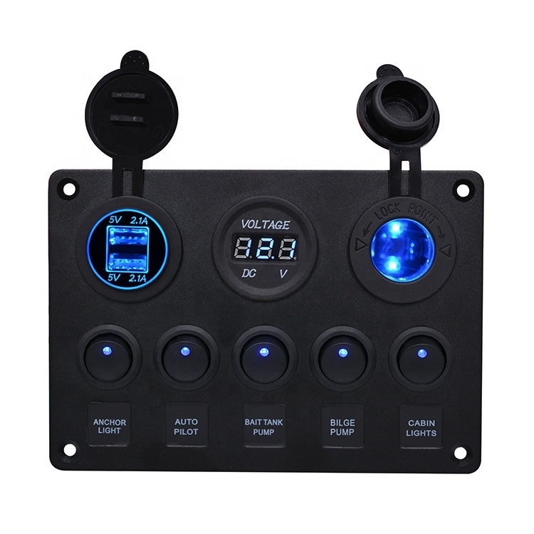 Custom Boat Switch Panel 5 Gang 12v Led Light Switch Control Panel Camper Rv