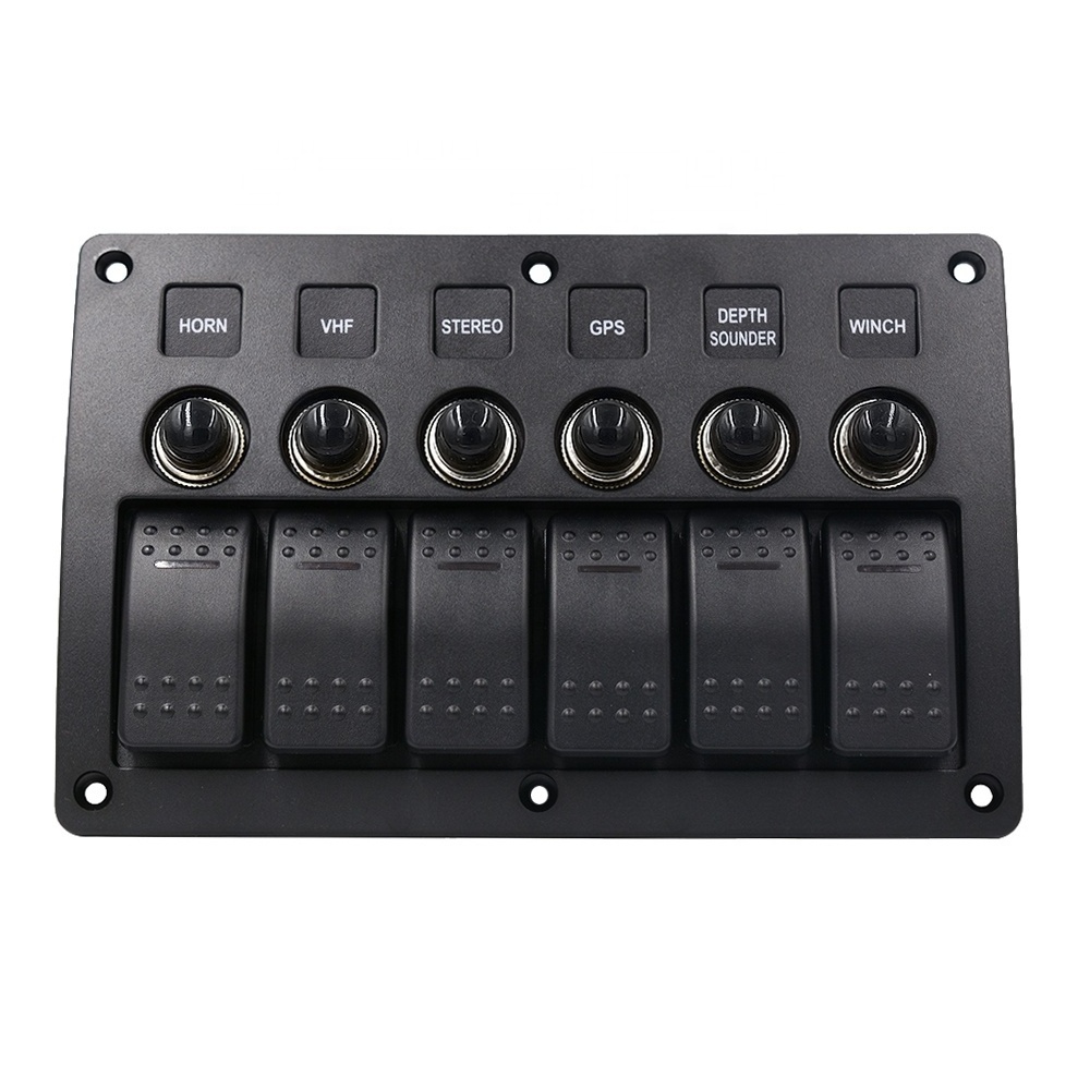 6 Gang 3Pin DC12/24V Toggle Switch Marine Switch Panel On Off Rocker Switch Panel For Marine