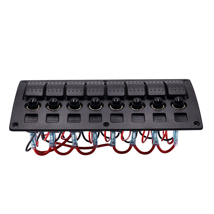 8 Gang Led Boat Rocker Switch Panel 12v Illuminated Momentary Rocker Switch