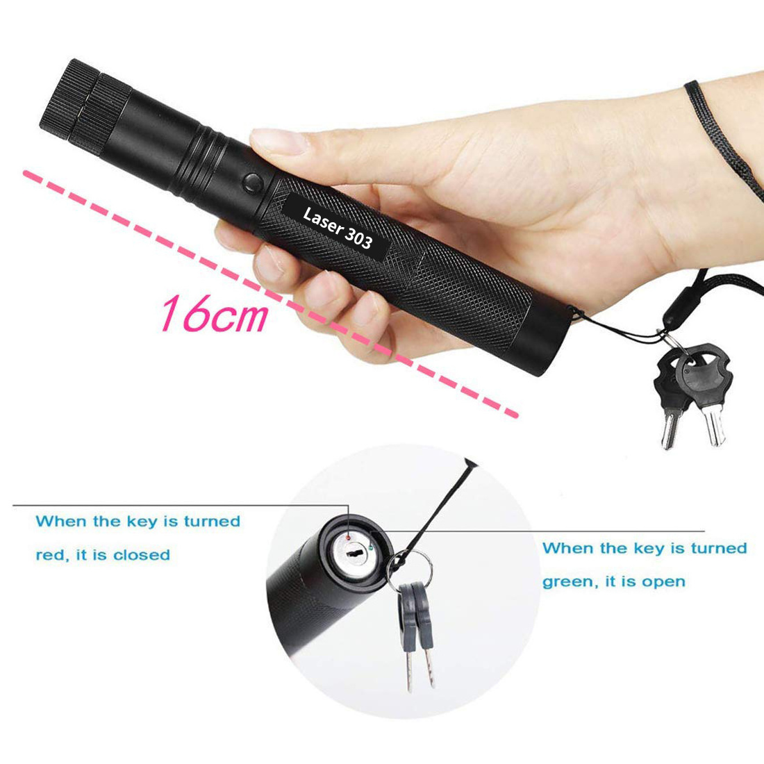 Wupro 303 laser pointer with USB powerful green blue red light  flashlights laser pen pointer