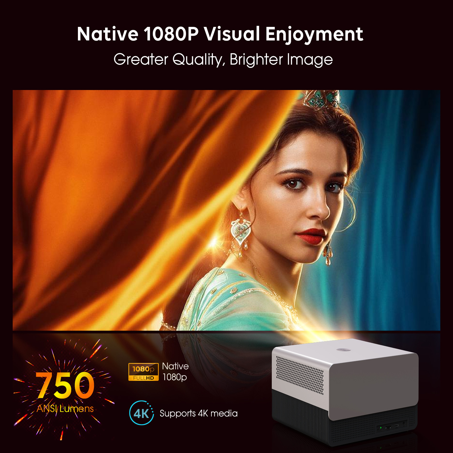 [After-sale Warranty] Wupro OEM Smart Portable Mini Projector LCD LED 1080p FHD Video WIFI-6 BT 5.0 Home Cinema Projector