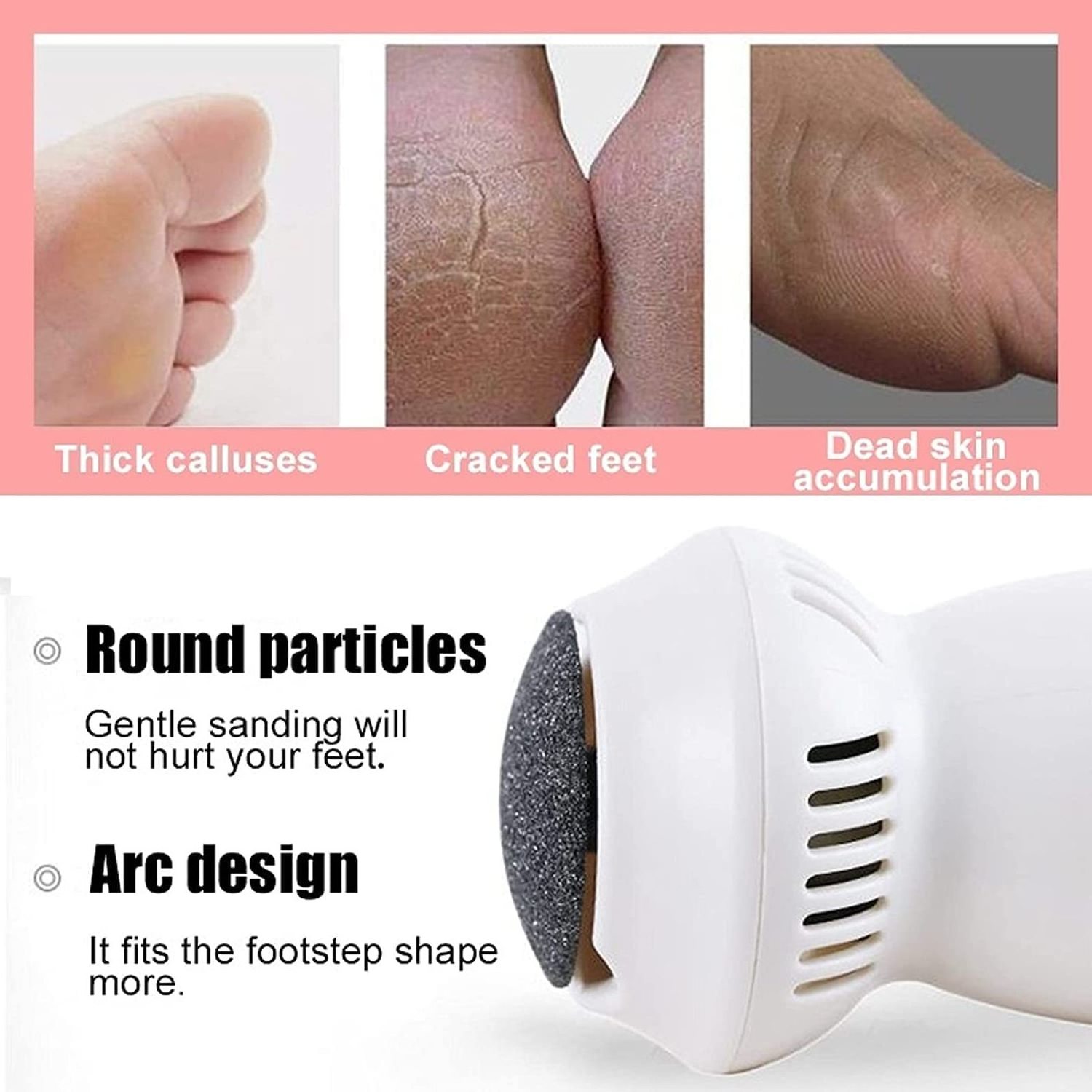 Electric Feet Callus Remover Battery Operated Foot Grinder Callus Dead Skin Remover Vacuum Foot File Pedicure Tool