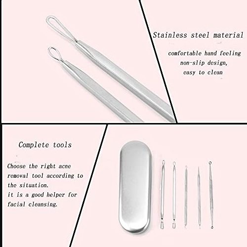 Blackhead Extractor Tool Set 5pcs Blackhead Remover Tool Kit Stainless Steel Acne Spot Needle Set Blackhead Remover Kit