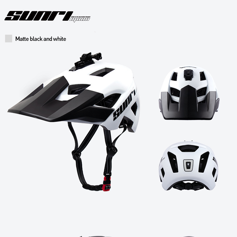 Lightweight integrated road and mountain bike helmet.