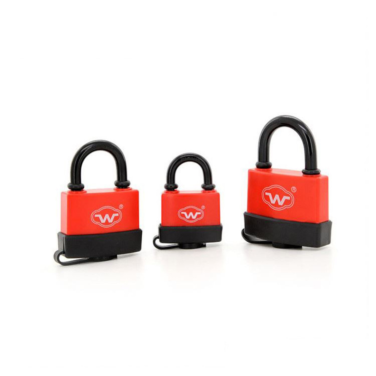 2024 Top Security Waterproof Red Plastic Shell Iron Padlock 50mm Anti-Corrosion Popular Design