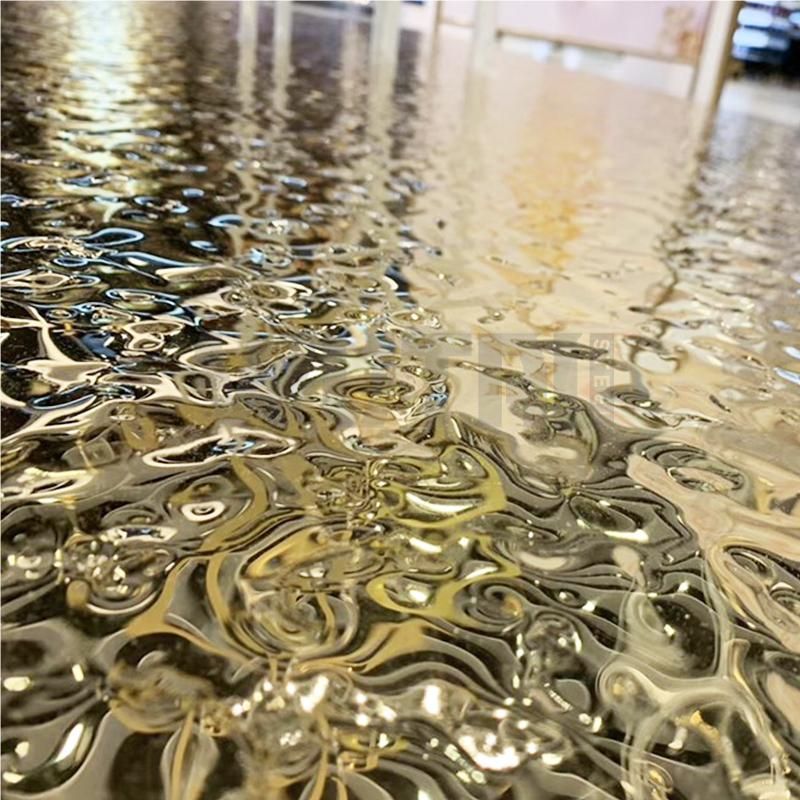 High Quality Water Ripple Stainless Steel Plate With Golden Hammered Finish