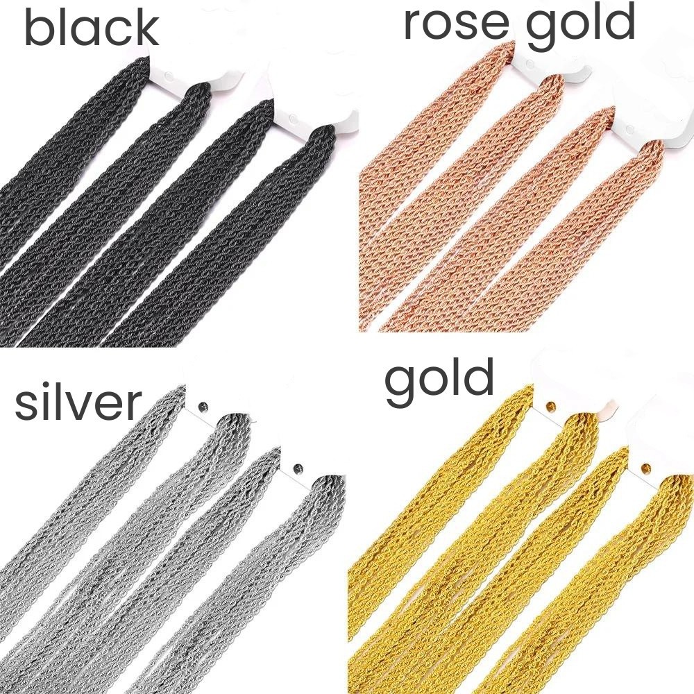 Wholesale Twist Chains Necklace High Quality Stainless Steel Men Women Link Chain Jewelry 2mm 3mm 4mm 5mm