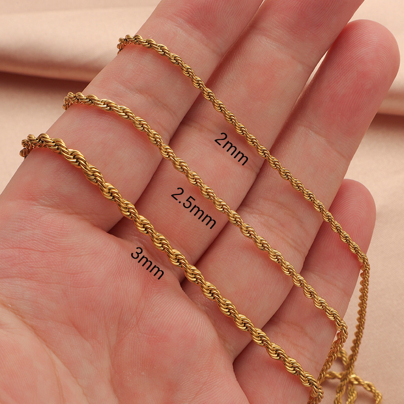 Wholesale Twist Chains Necklace High Quality Stainless Steel Men Women Link Chain Jewelry 2mm 3mm 4mm 5mm