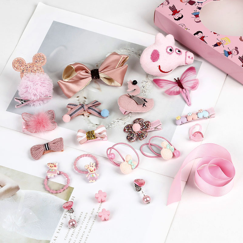 Custom hair accessories pink packaging box gift paper box Wholesale Cheap Baby Girls Hair Clips