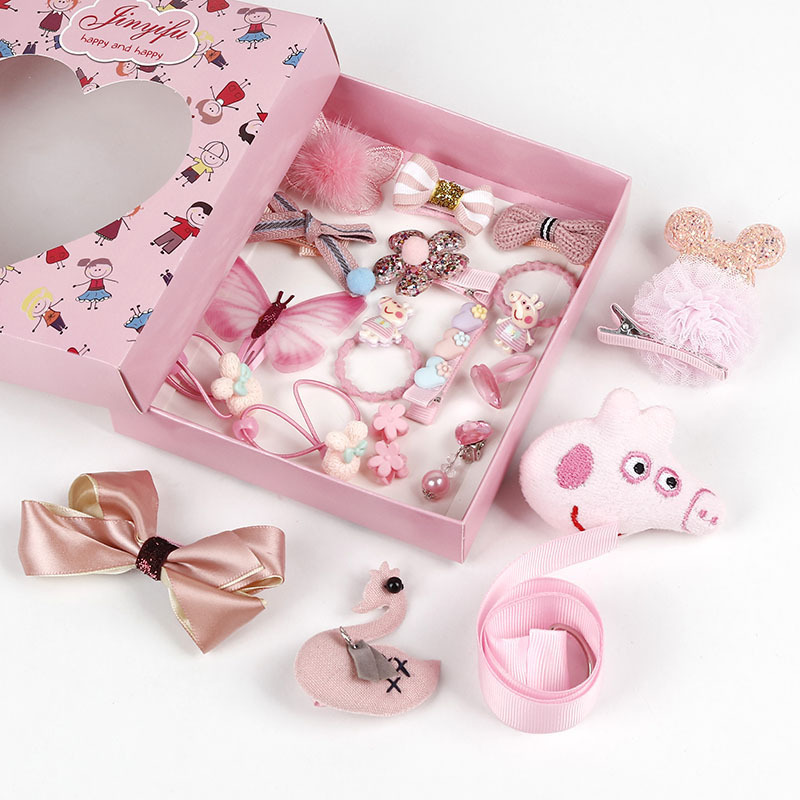 Custom hair accessories pink packaging box gift paper box Wholesale Cheap Baby Girls Hair Clips