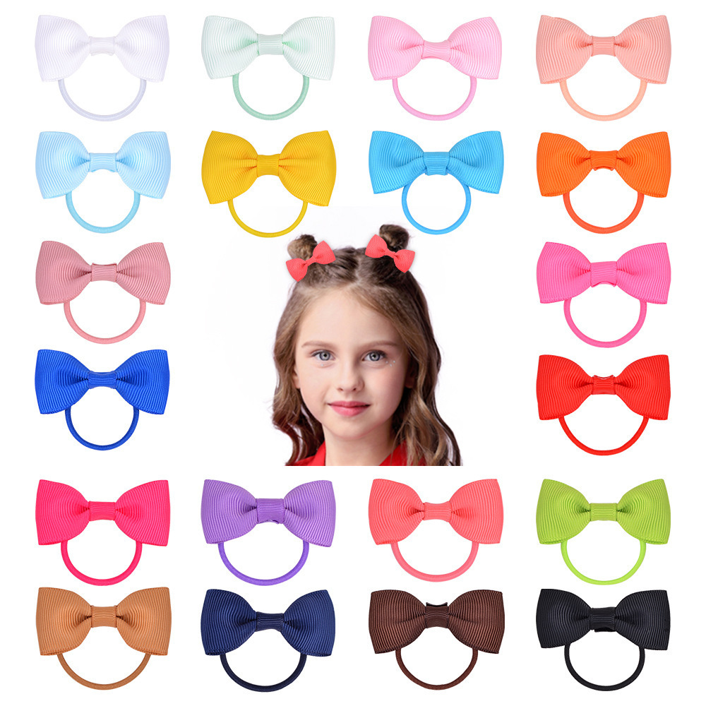 2.2 Inch Baby Girls Hair Bows Ties Boutique Elastic Hair Rubber Ribbon Band Jewelry Accessories for Kids Children Headwear