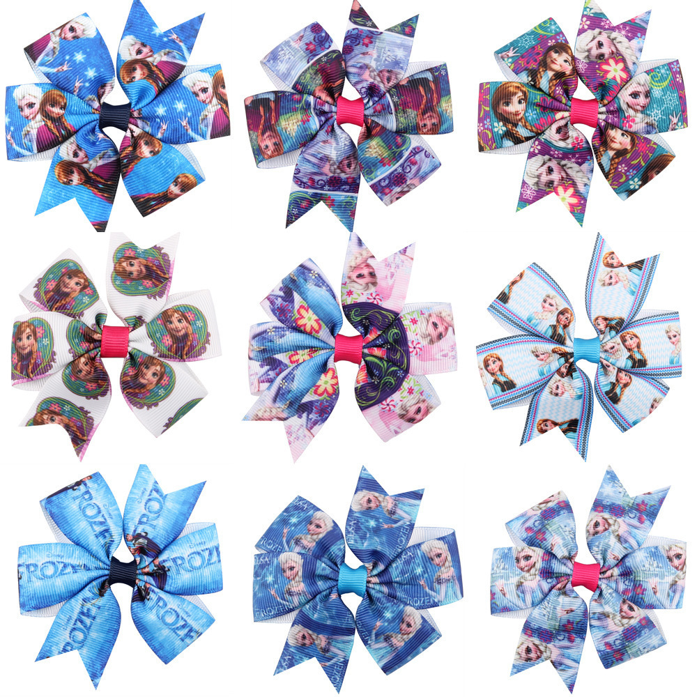 3 Inches Wholesale Frozen Hair Bow School Teenage Boutique Frozen Hair Bow For Girl Hair Accessories