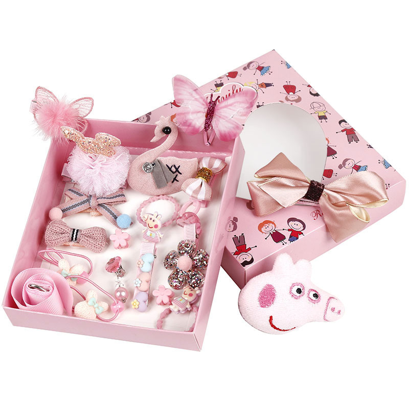 Custom hair accessories pink packaging box gift paper box Wholesale Cheap Baby Girls Hair Clips