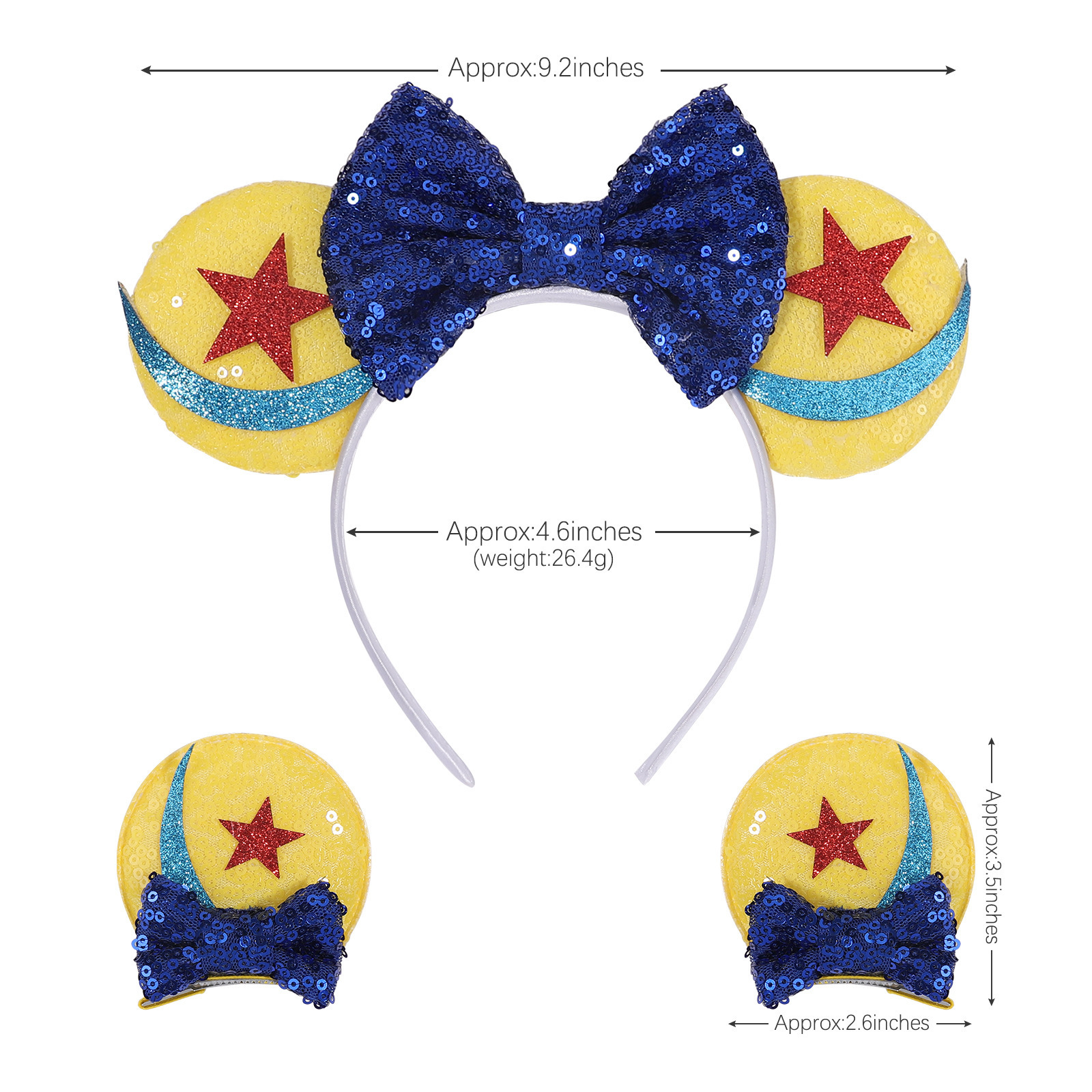 Mouse Ear Headband For Girls Party Cosplay Plush Adult Kids Headband And 2Pcs Matching Hair Clips Girls Hair Accessory