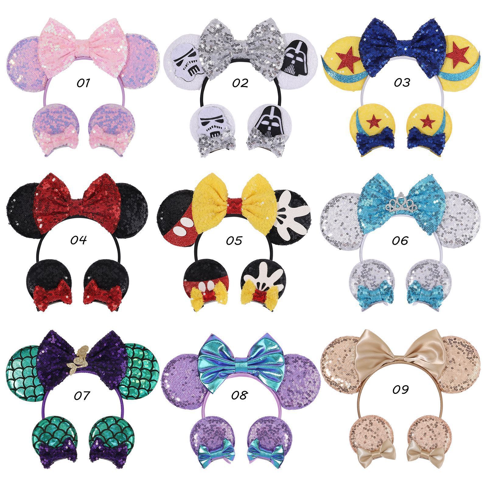 Mouse Ear Headband For Girls Party Cosplay Plush Adult Kids Headband And 2Pcs Matching Hair Clips Girls Hair Accessory