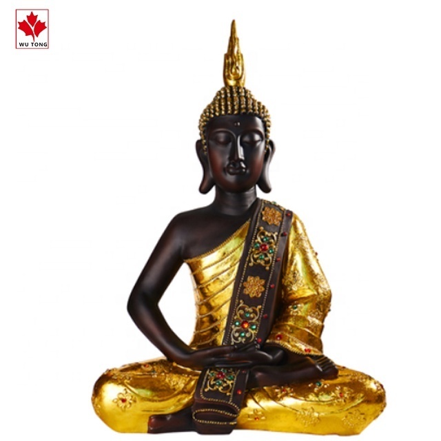 Custom Resin Sitting Large Golden Black Buddha Statues