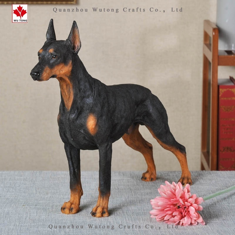 Custom Resin Life Like Doberman Pinscher Animal Statues Dog Sculpture