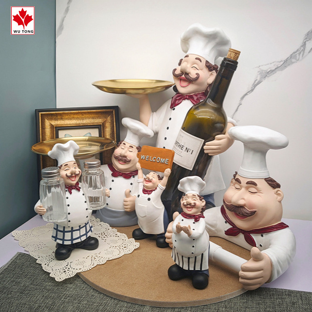 Custom Kitchen Decor Fun Figurines Resin Chef Statues For Kitchen Collectible Gift