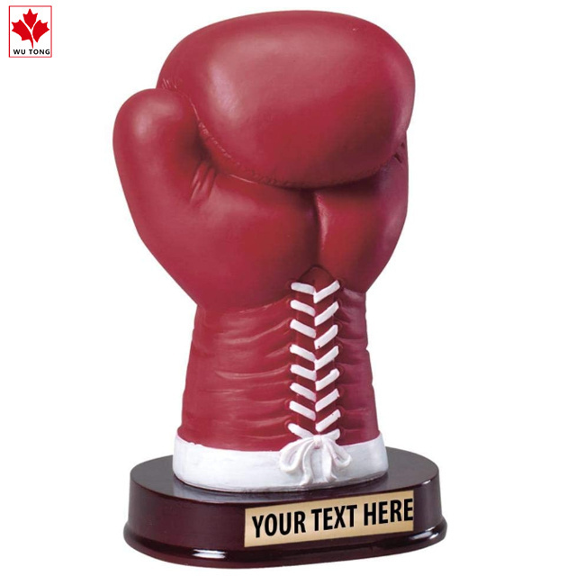 Red Boxing Glove Sculpture 3D Molded Resin Boxing Trophy  Customized Engraving