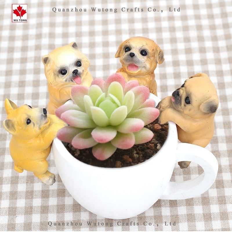 Pure hand resin cute variety puppy pot hugger planter decoration