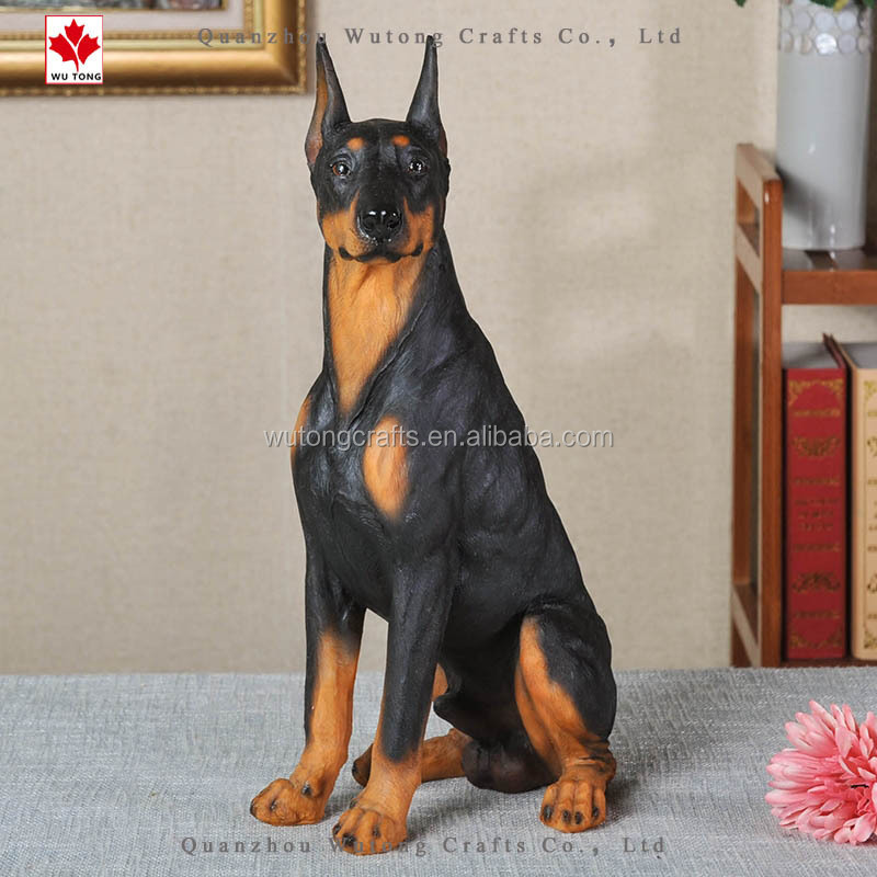 Custom Resin Life Like Doberman Pinscher Animal Statues Dog Sculpture