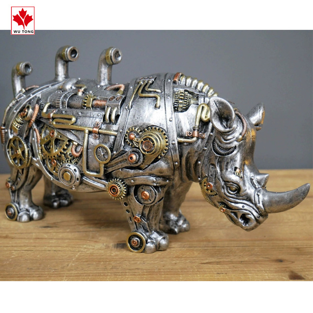 New Design Various Animal Sculptures Punk Style Statue Resin Elephant Wolf Snail Figurine For Home Decor