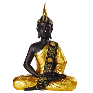 Custom Resin Sitting Large Golden Black Buddha Statues